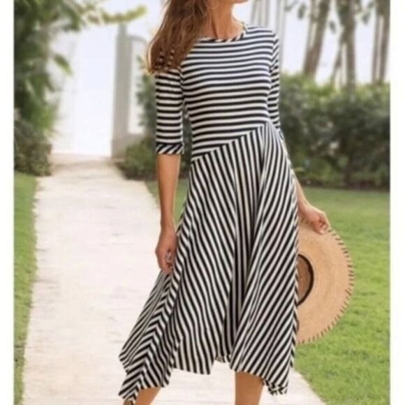SOFT SURROUNDINGS ViviannaAsymmetric Stripe Ribbed Midi Dress |Size XL - Picture 10 of 10